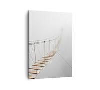 Impression sur Toile 50x70cm Tableaux Image Photo Pont Suspendu Brouillard