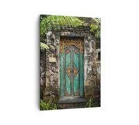 Impression sur Toile 50x70cm Tableaux Image Photo Portail Porte Vert Decoration