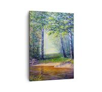 Impression sur Toile 50x70cm Tableaux Image Photo prairie eau arbre Decoration