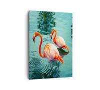 Impression sur Toile 50x70cm Tableaux Image Photo Rose Flamants Roses Eau