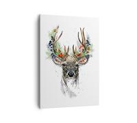 Impression sur Toile 50x70cm Tableaux Image Photo Surréalisme Cerf Boho