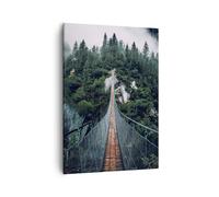 Impression sur Toile 50x70cm Tableaux Image Photo Suspendu Pont Forêt Decoration