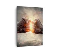Impression sur Toile 50x70cm Tableaux Image Photo Symbole poing combat