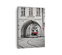 Impression sur Toile 50x70cm Tableaux Image Photo Tchèque Tramway Prague