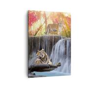 Impression sur Toile 50x70cm Tableaux Image Photo Tigre nature animal paradis