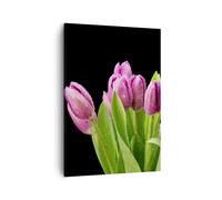 Impression sur Toile 50x70cm Tableaux Image Photo Tulipes bouquet rosée gouttes