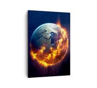 Impression sur Toile 50x70cm Tableaux Image Photo Univers Terre Feu globe
