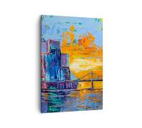 Impression sur Toile 50x70cm Tableaux Image Photo Ville Pont Empâtement