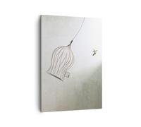Impression sur Toile 50x70cm Tableaux Image Photo Vol Oiseau Cage Art Decoration