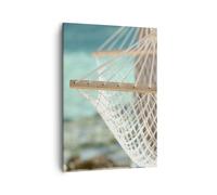 Impression sur Toile 50x70cm Tableaux Image Photo Voyage hamac tropique plage