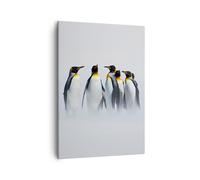 Impression sur Toile 50x70cm Tableaux Image Pingouins Hiver Neige Promenade