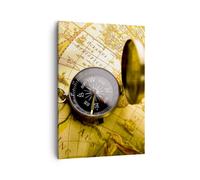 Impression sur Toile 50x70cm Tableaux Image Résumé communication boussole terre