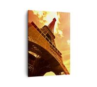 Impression sur Toile 50x70cm Tableaux Image Tour Eiffel Paris Ville Construction