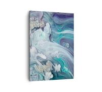 Impression sur Toile 50x70cm Tableaux L'Abstraction En Trois Dimensions Bleu