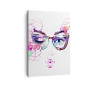 Impression sur Toile 50x70cm Tableaux Lunettes de vue globe oculaire femelle