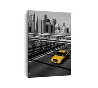 Impression sur Toile 50x70cm Tableaux New York Manhattan pont de Brooklyn taxi
