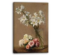 Impression sur toile (60x80cm): Henri Fantin-Latour - Roses et Lys
