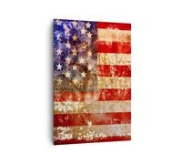 Impression sur Toile 70x100cm Tableaux Amérique Drapeau national patriotique