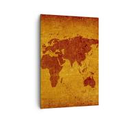 Impression sur Toile 70x100cm Tableaux Ancienne carte continents voyage monde