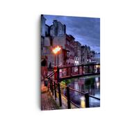 Impression sur Toile 70x100cm Tableaux Architecture Vieille ville Ville Rivière