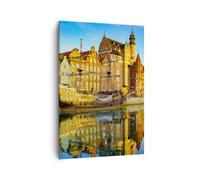 Impression sur Toile 70x100cm Tableaux Bateau rivière architecture histoire