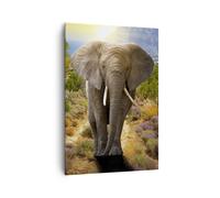 Impression sur Toile 70x100cm Tableaux Image Animaux Afrique éléphant marche