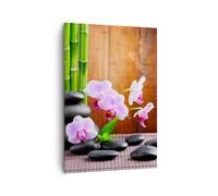 Impression sur Toile 70x100cm Tableaux Image Bambou décoration fleur orchidée