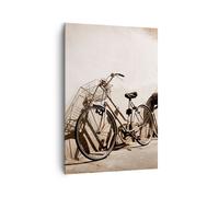 Impression sur Toile 70x100cm Tableaux Image Bicyclette brique ville italie