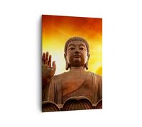 Impression sur Toile 70x100cm Tableaux Image Bouddha pierre coucher de soleil
