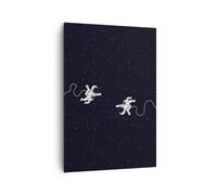 Impression sur Toile 70x100cm Tableaux Image Dessin Animé Astronautes Cosmos
