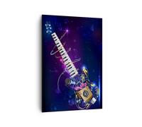Impression sur Toile 70x100cm Tableaux Image Guitare Instrument Musique note