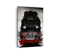 Impression sur Toile 70x100cm Tableaux Image Locomotive à vapeur pistes