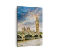 Impression sur Toile 70x100cm Tableaux Image Londres bureau parlement bâtiment