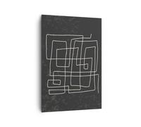 Impression sur Toile 70x100cm Tableaux Image Noir Et Blanc Labyrinthe Ligne