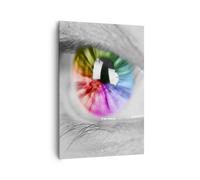 Impression sur Toile 70x100cm Tableaux Image Oeil arc-en-ciel cils graphiques