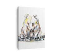 Impression sur Toile 70x100cm Tableaux Image Ours Jouets Jouer Illustration