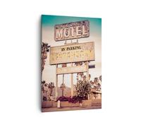 Impression sur Toile 70x100cm Tableaux Image Photo Amérique motel route panneau