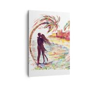 Impression sur Toile 70x100cm Tableaux Image Photo Amour Palmes Vue été