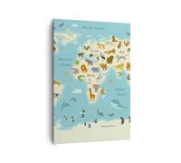 Impression sur Toile 70x100cm Tableaux Image Photo Animaux Le Monde Carte