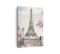 Impression sur Toile 70x100cm Tableaux Image Photo Arbres Eiffle Couple France