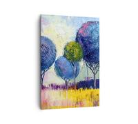 Impression sur Toile 70x100cm Tableaux Image Photo arbres prairie été Decoration