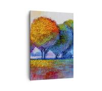 Impression sur Toile 70x100cm Tableaux Image Photo arbres prairie été Decoration