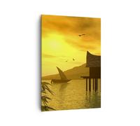 Impression sur Toile 70x100cm Tableaux Image Photo Asie montagne mer roches