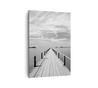 Impression sur Toile 70x100cm Tableaux Image Photo Bois Pont Mer Art Decoration