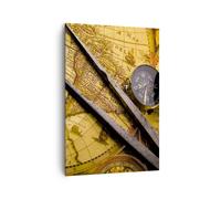 Impression sur Toile 70x100cm Tableaux Image Photo Boussole aventure voyage