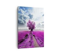 Impression sur Toile 70x100cm Tableaux Image Photo Bruyère arbre nuages paysage