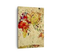 Impression sur Toile 70x100cm Tableaux Image Photo carte monde moderne
