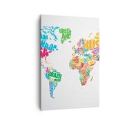 Impression sur Toile 70x100cm Tableaux Image Photo Carte Mots Monde Géographie