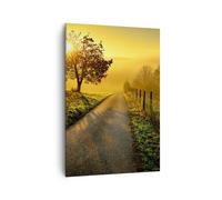 Impression sur Toile 70x100cm Tableaux Image Photo champ route arbre Decoration