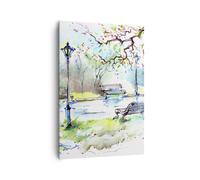 Impression sur Toile 70x100cm Tableaux Image Photo Chemin urbain parc paysage